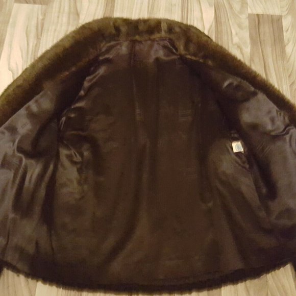 Vintage Faux Black Curly Persian Lamb Coat Jacket with Fur Collar - Picture 3 of 8